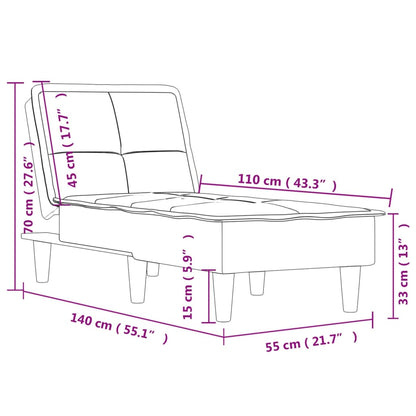 Chaise longue tecido cinzento-claro