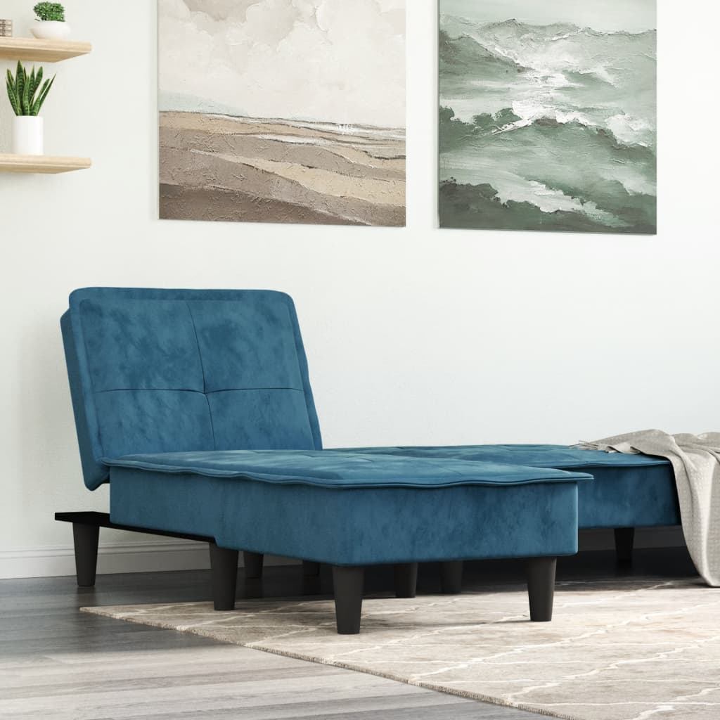 Chaise longue veludo azul