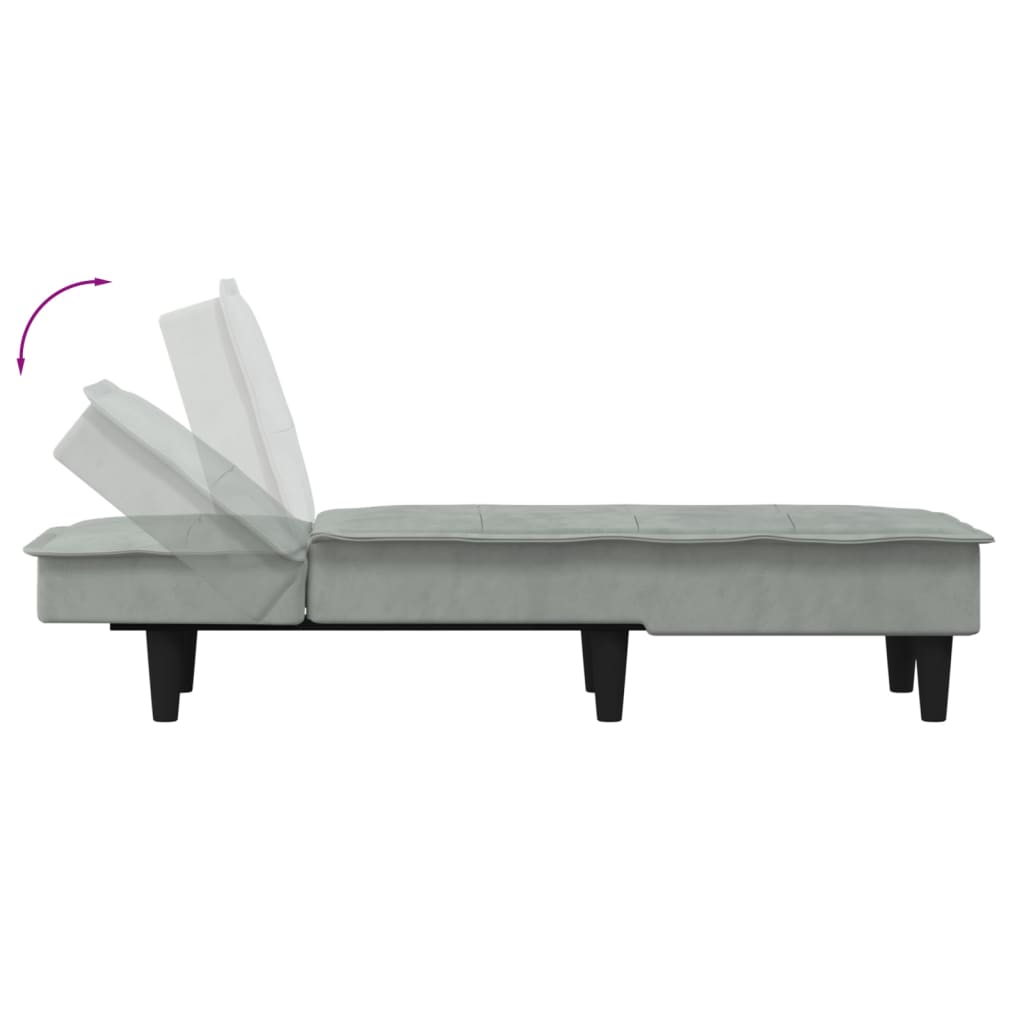 Chaise longue veludo cinzento-claro