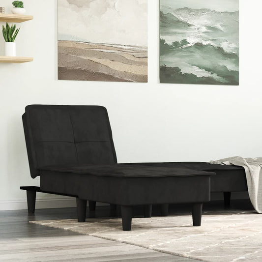 Chaise longue veludo preto