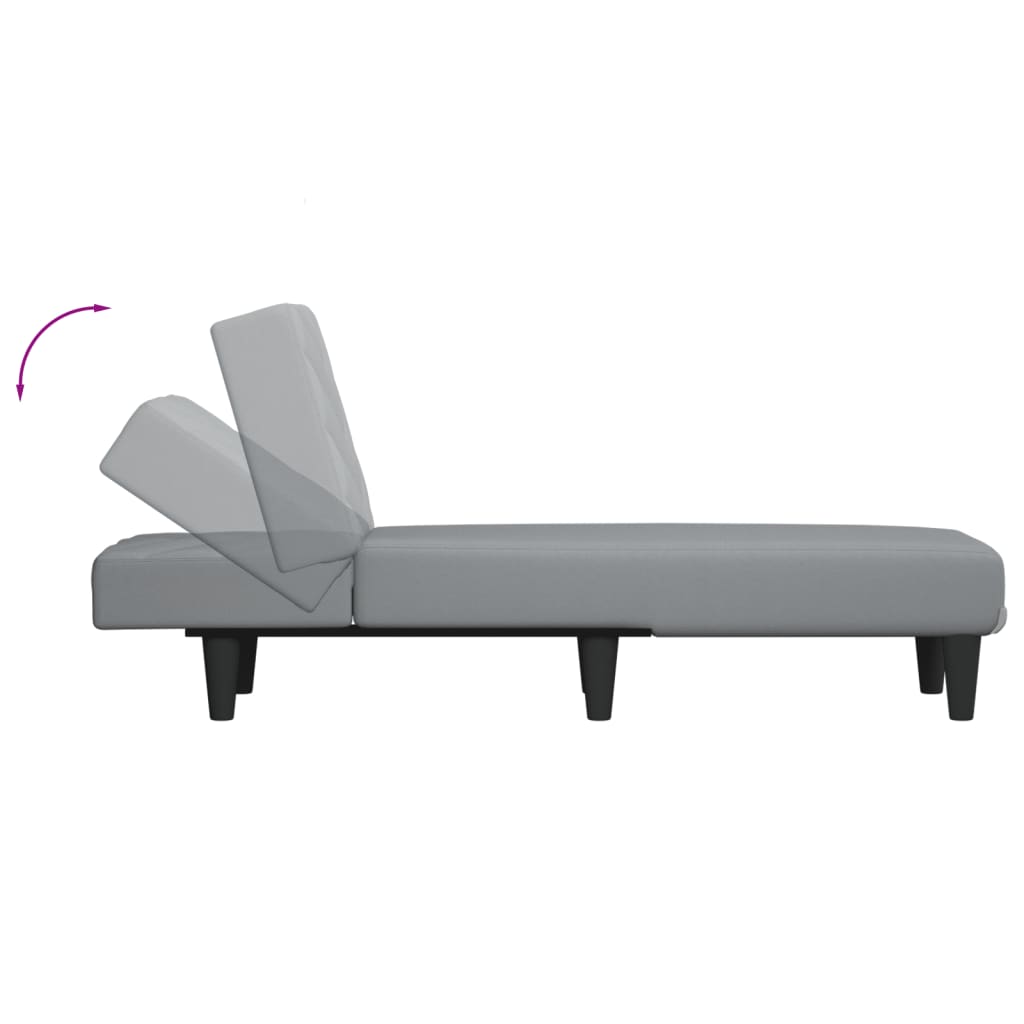 Chaise longue tecido cinzento-claro