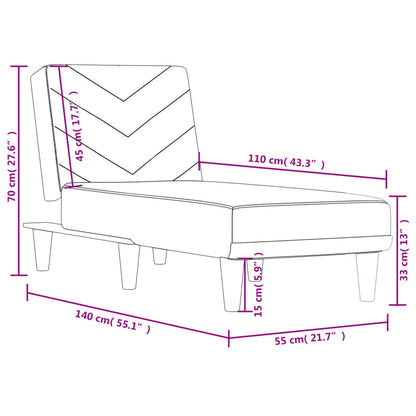 Chaise longue tecido cinzento-claro