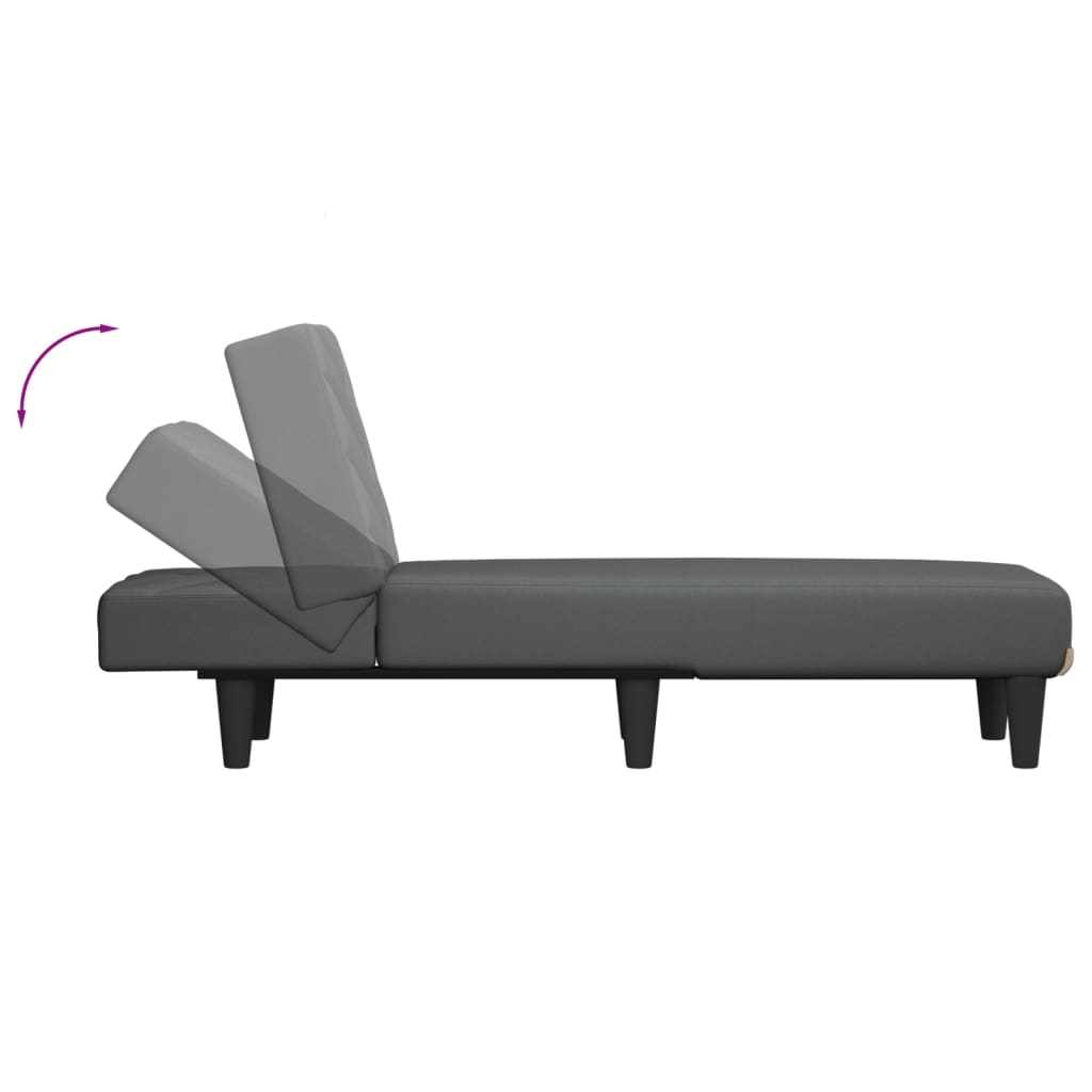 Chaise longue tecido cinzento-escuro