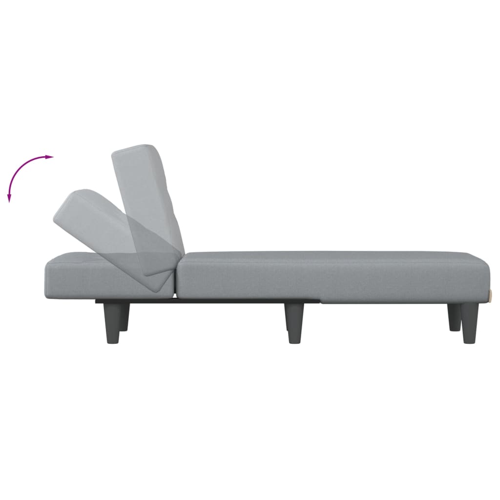 Chaise longue tecido cinzento-claro