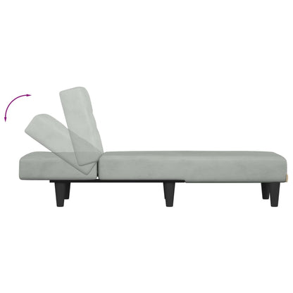 Chaise longue veludo cinzento-claro