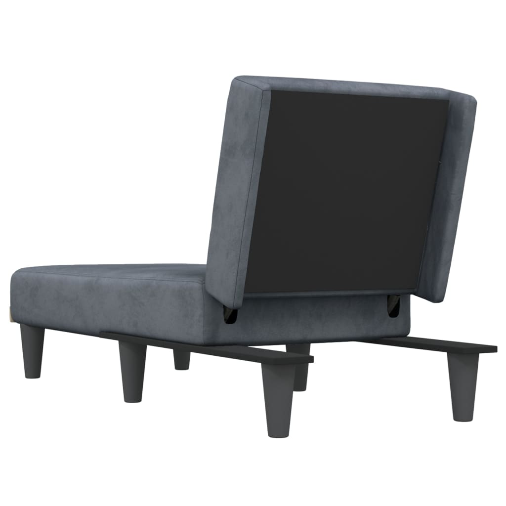 Chaise longue veludo cinzento-escuro