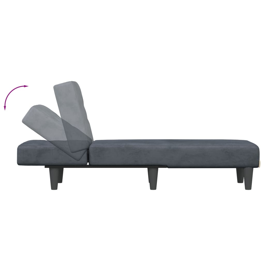 Chaise longue veludo cinzento-escuro