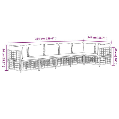 6 pcs conjunto lounge de jardim c/ almofadões vime PE antracite