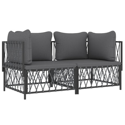 2 pcs conjunto lounge de jardim com almofadões aço antracite