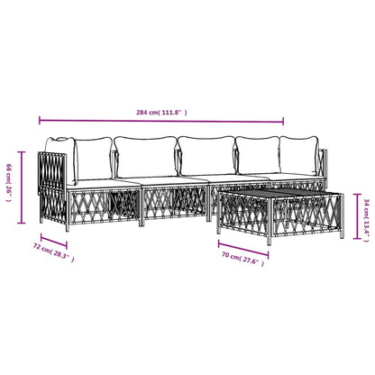 5 pcs conjunto lounge de jardim com almofadões aço antracite