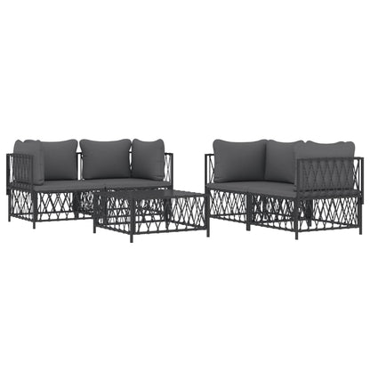 5 pcs conjunto lounge de jardim com almofadões aço antracite