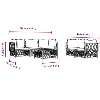 6 pcs conjunto lounge de jardim com almofadões aço antracite