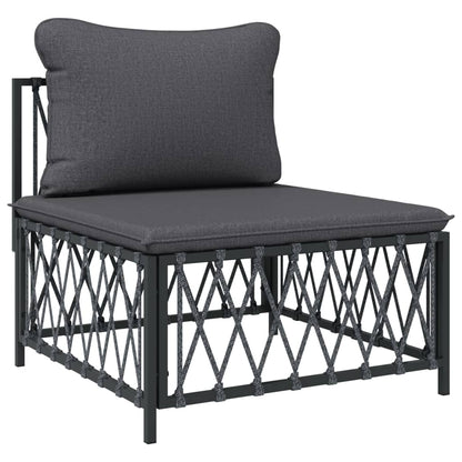 4 pcs conjunto lounge de jardim com almofadões aço antracite