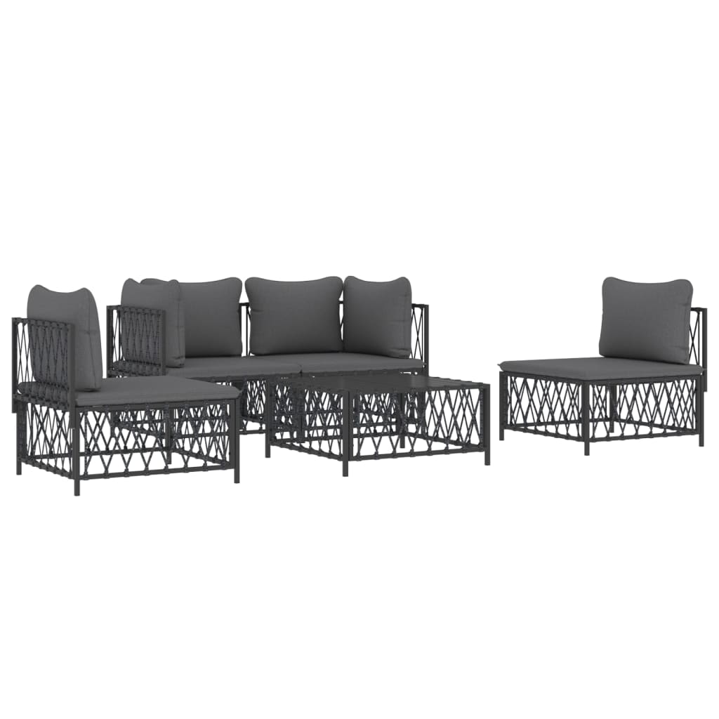 5 pcs conjunto lounge de jardim com almofadões aço antracite