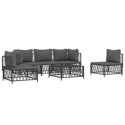 6 pcs conjunto lounge de jardim com almofadões aço antracite