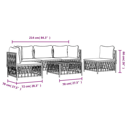 6 pcs conjunto lounge de jardim com almofadões aço antracite