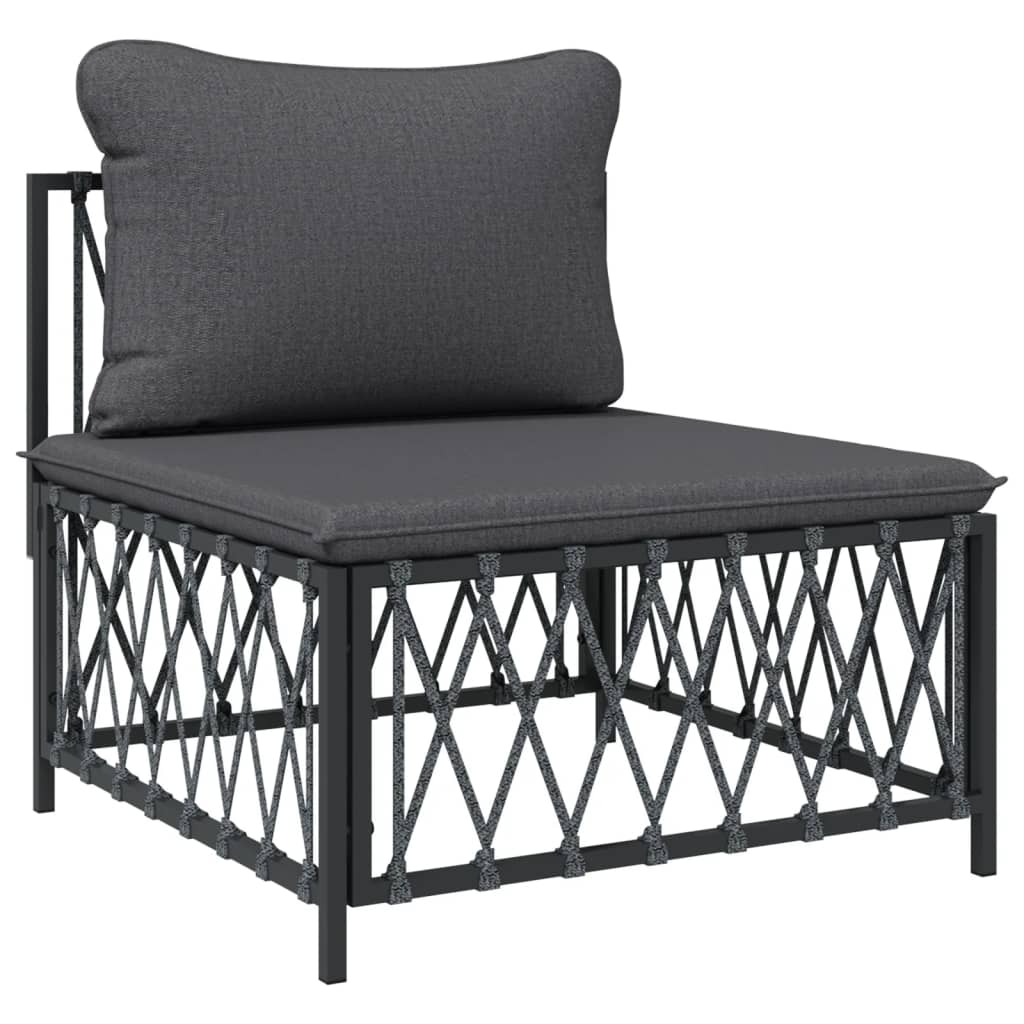 3 pcs conjunto lounge de jardim com almofadões aço antracite