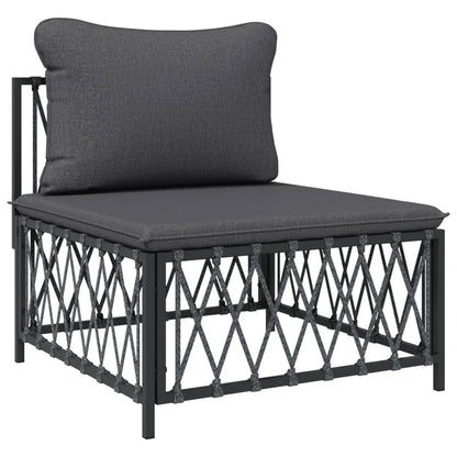 3 pcs conjunto lounge de jardim com almofadões aço antracite