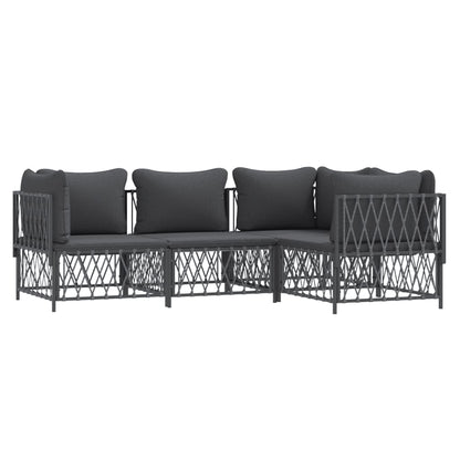 4 pcs conjunto lounge de jardim com almofadões aço antracite