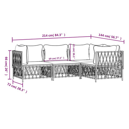 4 pcs conjunto lounge de jardim com almofadões aço antracite