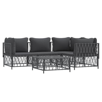 5 pcs conjunto lounge de jardim com almofadões aço antracite