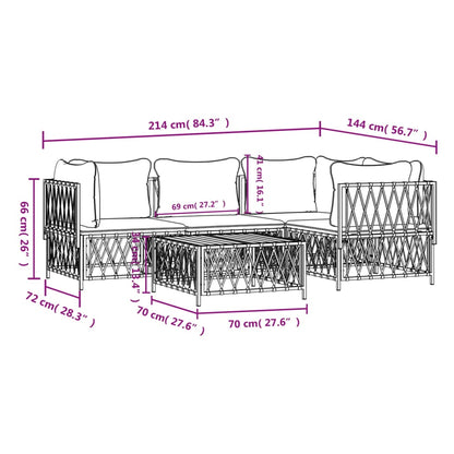 5 pcs conjunto lounge de jardim com almofadões aço antracite