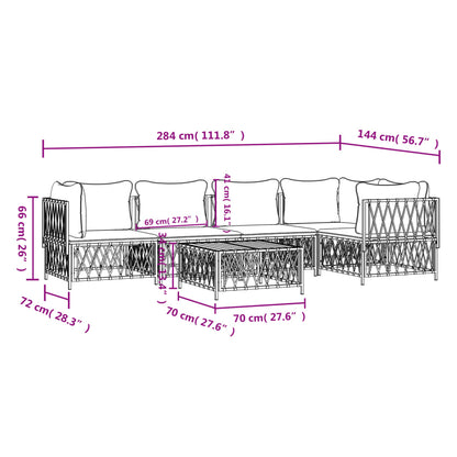 6 pcs conjunto lounge de jardim com almofadões aço antracite