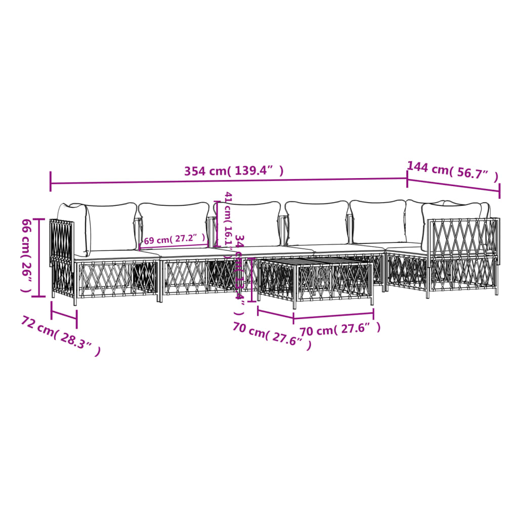 7 pcs conjunto lounge de jardim com almofadões aço antracite