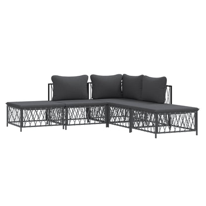 5 pcs conjunto lounge de jardim com almofadões aço antracite