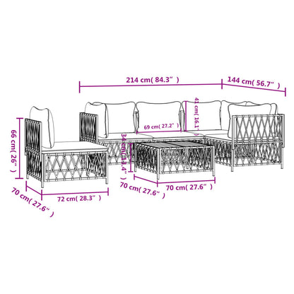 6 pcs conjunto lounge de jardim com almofadões aço antracite