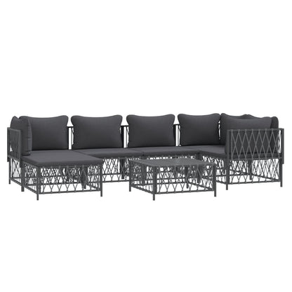 7 pcs conjunto lounge de jardim com almofadões aço antracite