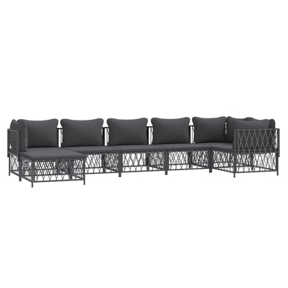 7 pcs conjunto lounge de jardim com almofadões aço antracite