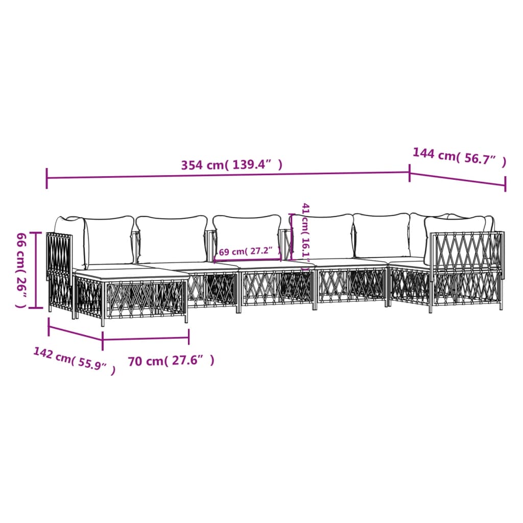 7 pcs conjunto lounge de jardim com almofadões aço antracite