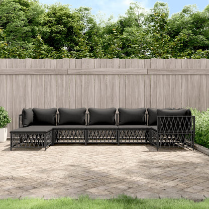 7 pcs conjunto lounge de jardim com almofadões aço antracite