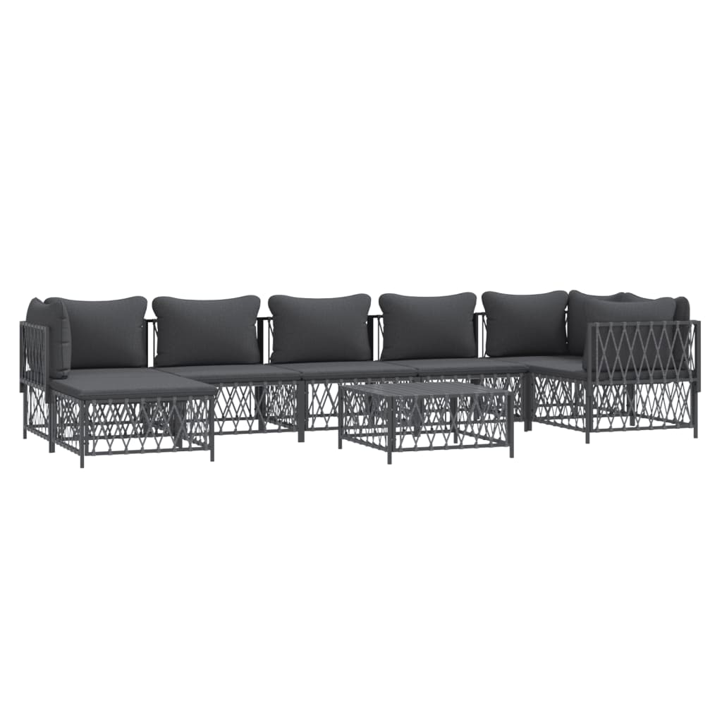 8 pcs conjunto lounge de jardim com almofadões aço antracite