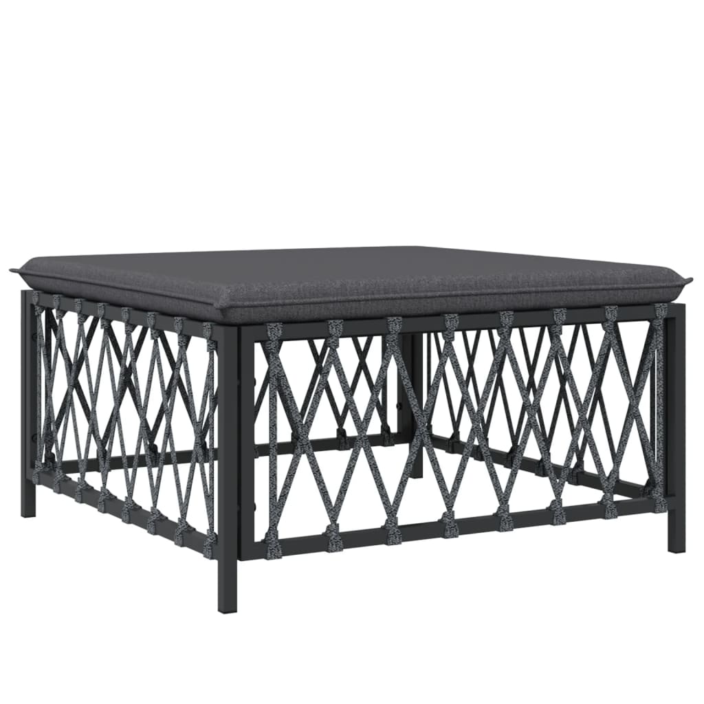 8 pcs conjunto lounge de jardim com almofadões aço antracite