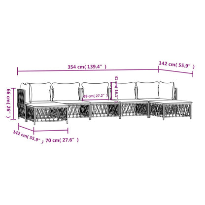 7 pcs conjunto lounge de jardim com almofadões aço branco