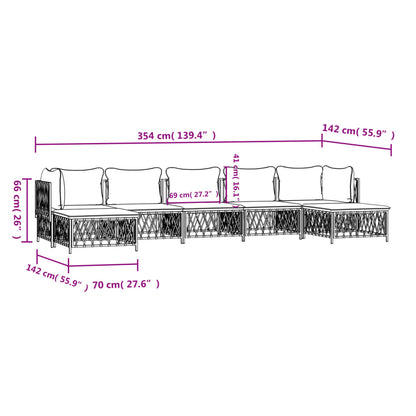 7 pcs conjunto lounge de jardim com almofadões aço antracite