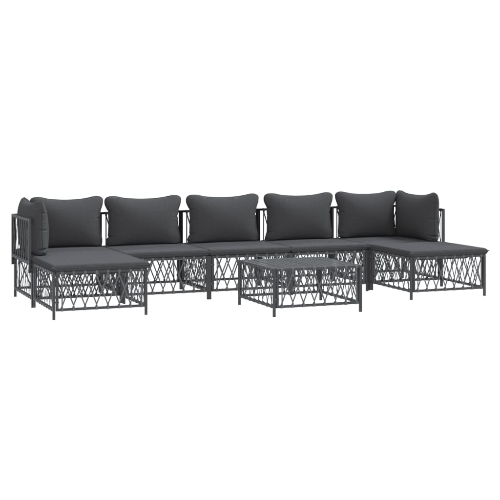 8 pcs conjunto lounge de jardim com almofadões aço antracite