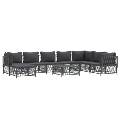 9 pcs conjunto lounge de jardim com almofadões aço antracite