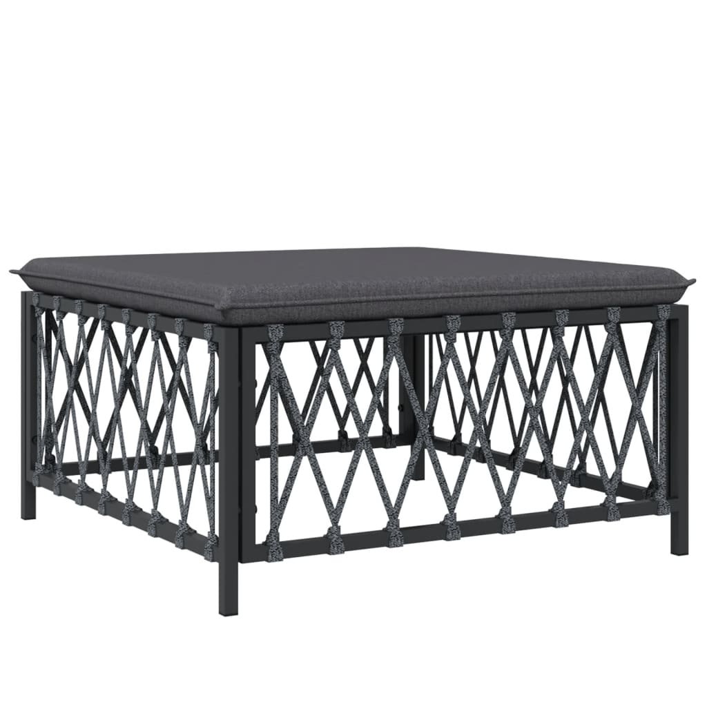 9 pcs conjunto lounge de jardim com almofadões aço antracite