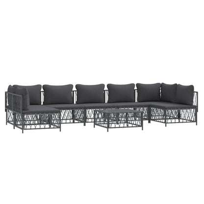 8 pcs conjunto lounge de jardim com almofadões aço antracite