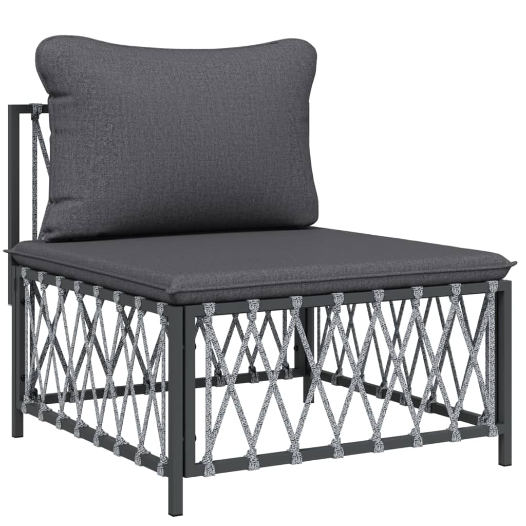 8 pcs conjunto lounge de jardim com almofadões aço antracite