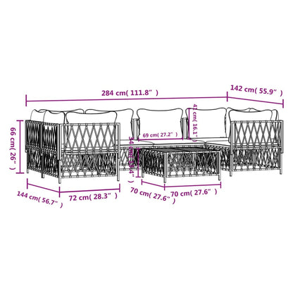 7 pcs conjunto lounge de jardim com almofadões aço antracite