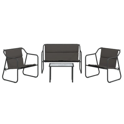 4 pcs conjunto lounge de jardim com almofadões aço antracite