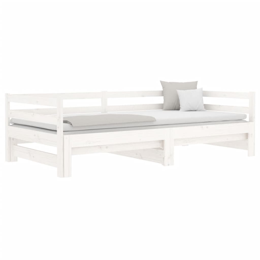 Estrutura sofá-cama de puxar 2x(90x190) cm pinho maciço branco