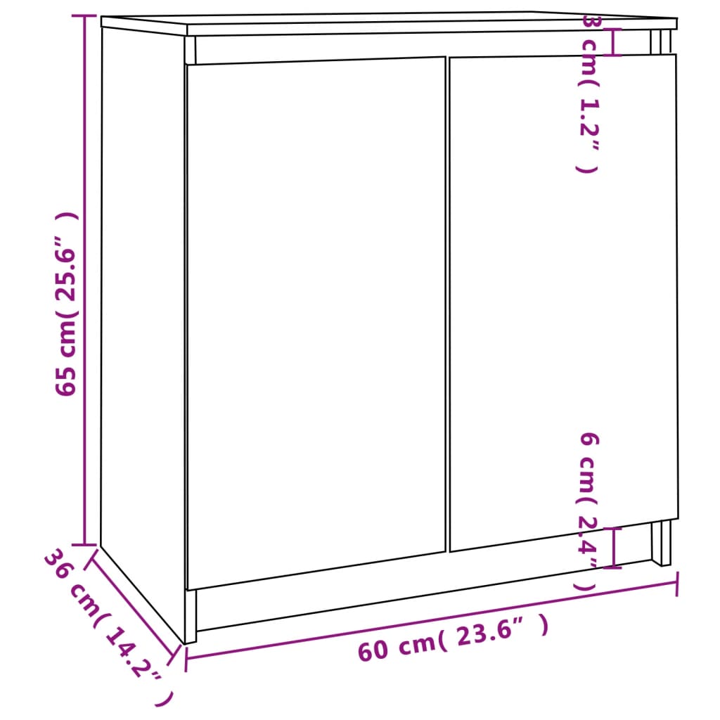 Armário de apoio 60x36x65 cm pinho maciço branco