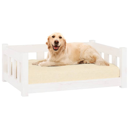 Cama para cães 75,5x55,5x28 cm madeira de pinho maciça branco