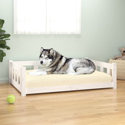 Cama para cães 105,5x75,5x28 cm madeira de pinho maciça branco