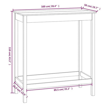 Mesa de bar 100x50x110 cm madeira de pinho maciça branco